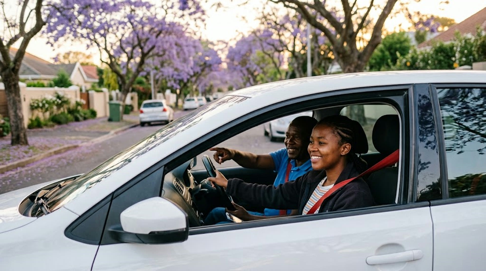 A learner driver with her instructor