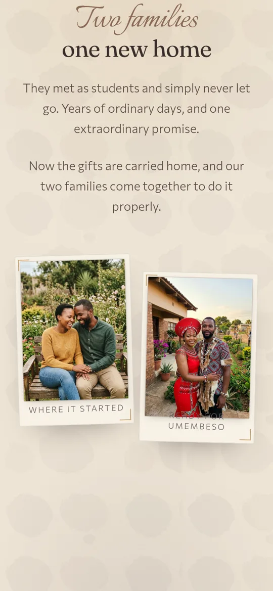 Zulu design, the couple's story