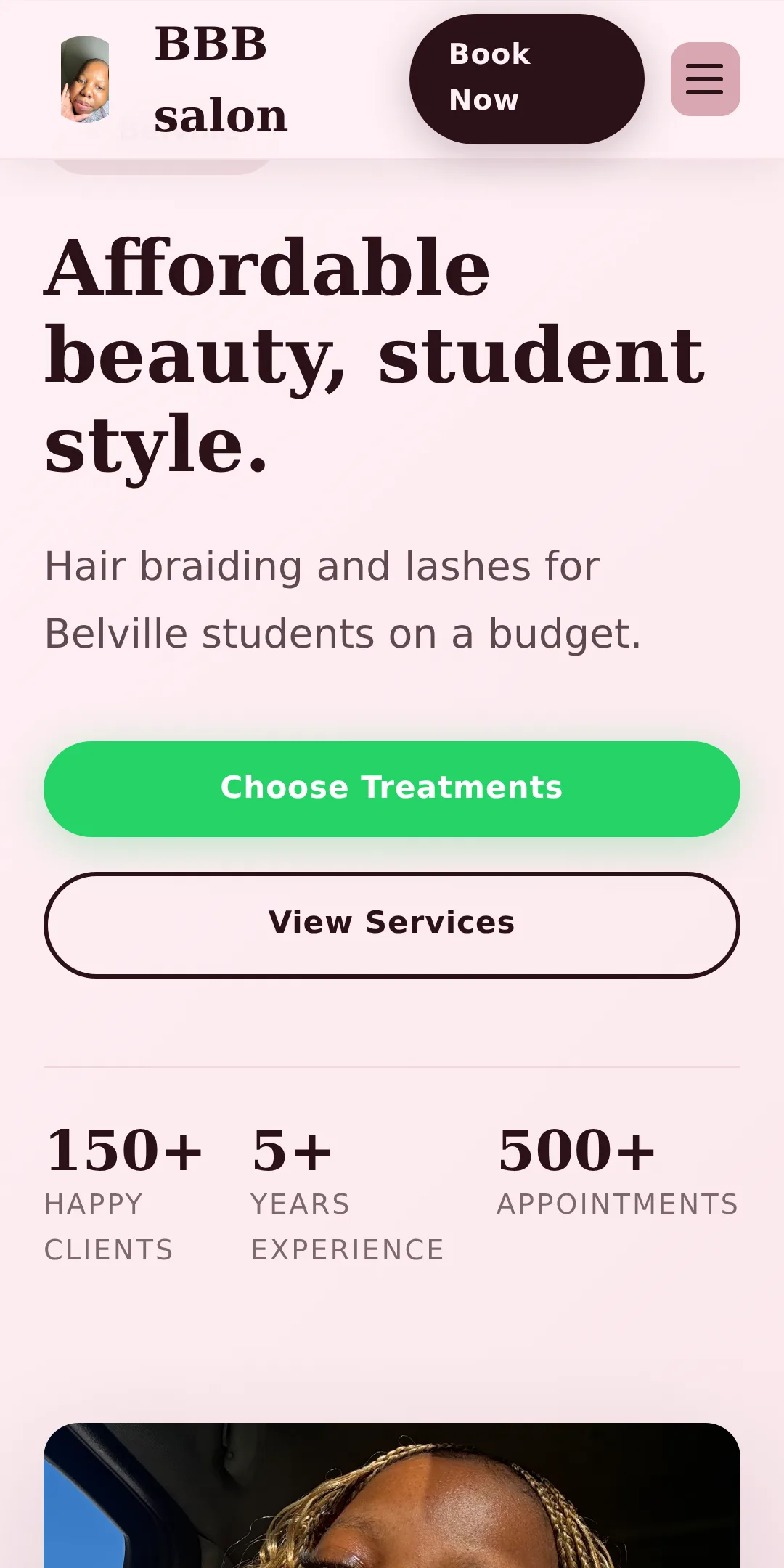 BBB Salon on a phone screen