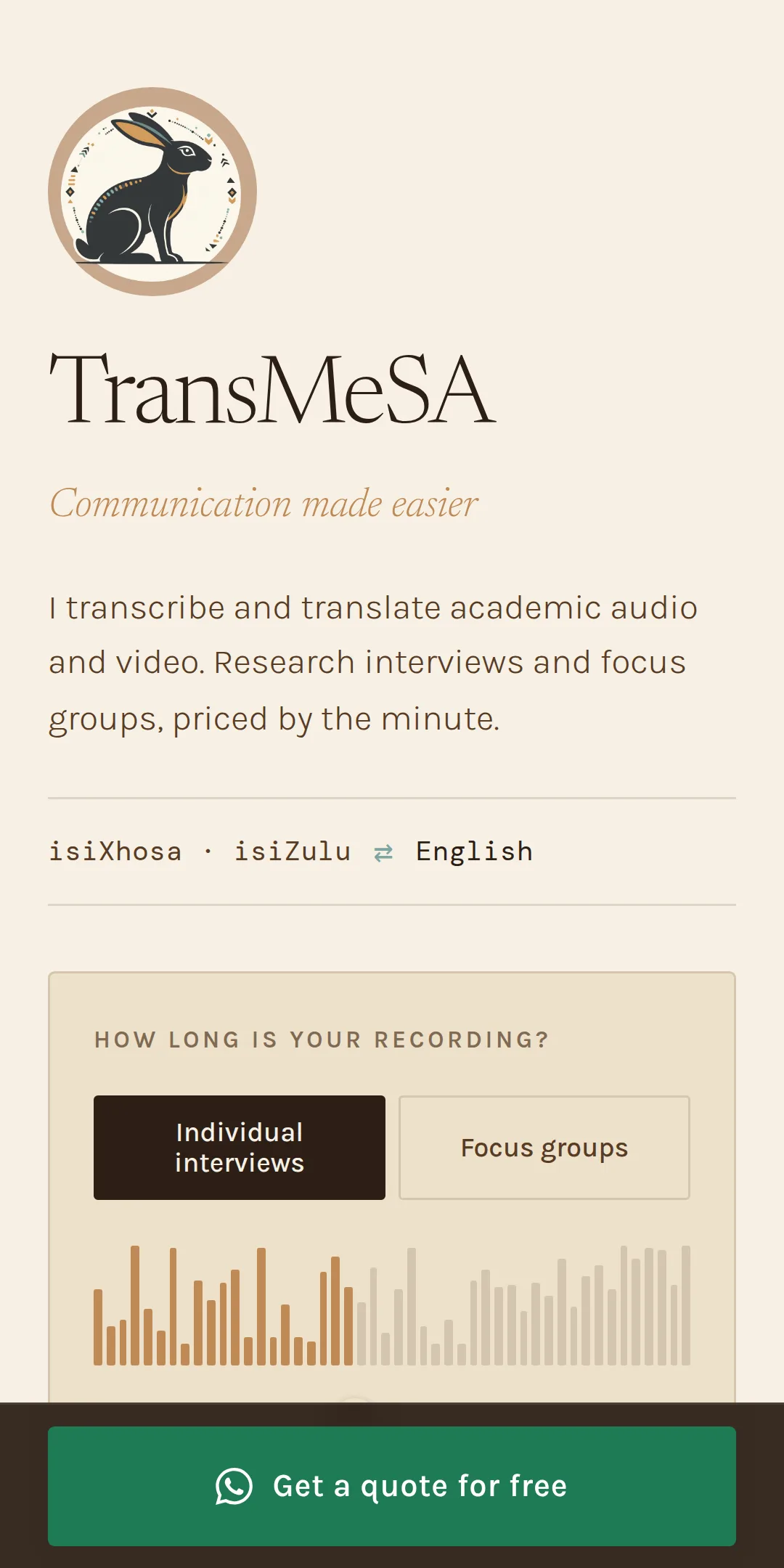 TransMeSA on a phone screen